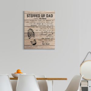 Personalized To My Stepped Dad Fathers Day Canvas Home Decor