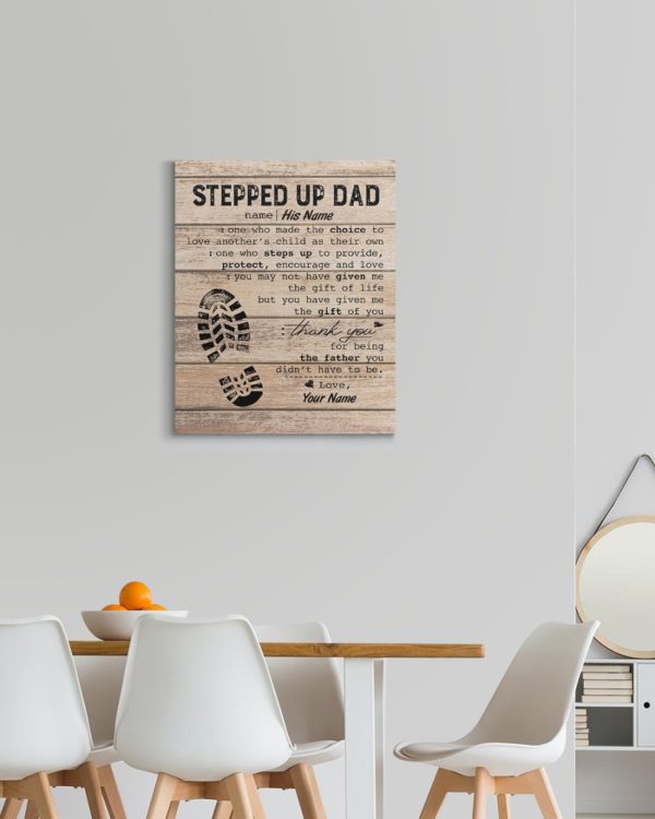 Personalized To My Stepped Dad Fathers Day Canvas Home Decor