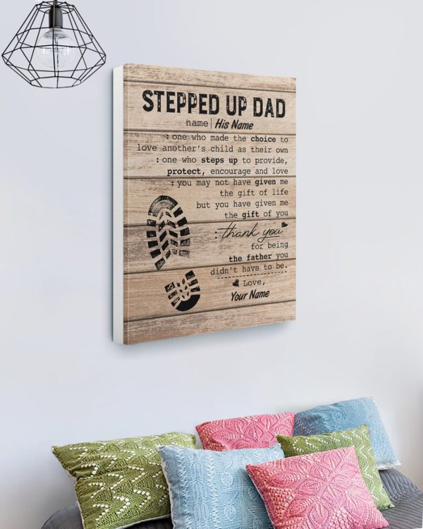 Personalized To My Stepped Dad Fathers Day Canvas Home Decor