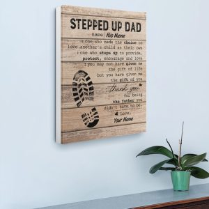 Personalized To My Stepped Dad Fathers Day Canvas Home Decor